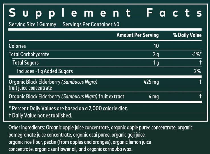 Gaia Herbs Black Elderberry Gummies Kids Daily Ingredients