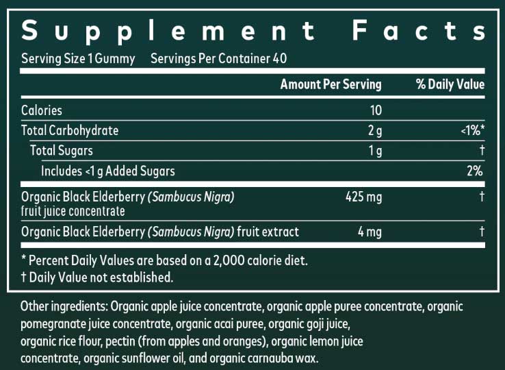 Gaia Herbs Black Elderberry Gummies Kids Daily Ingredients