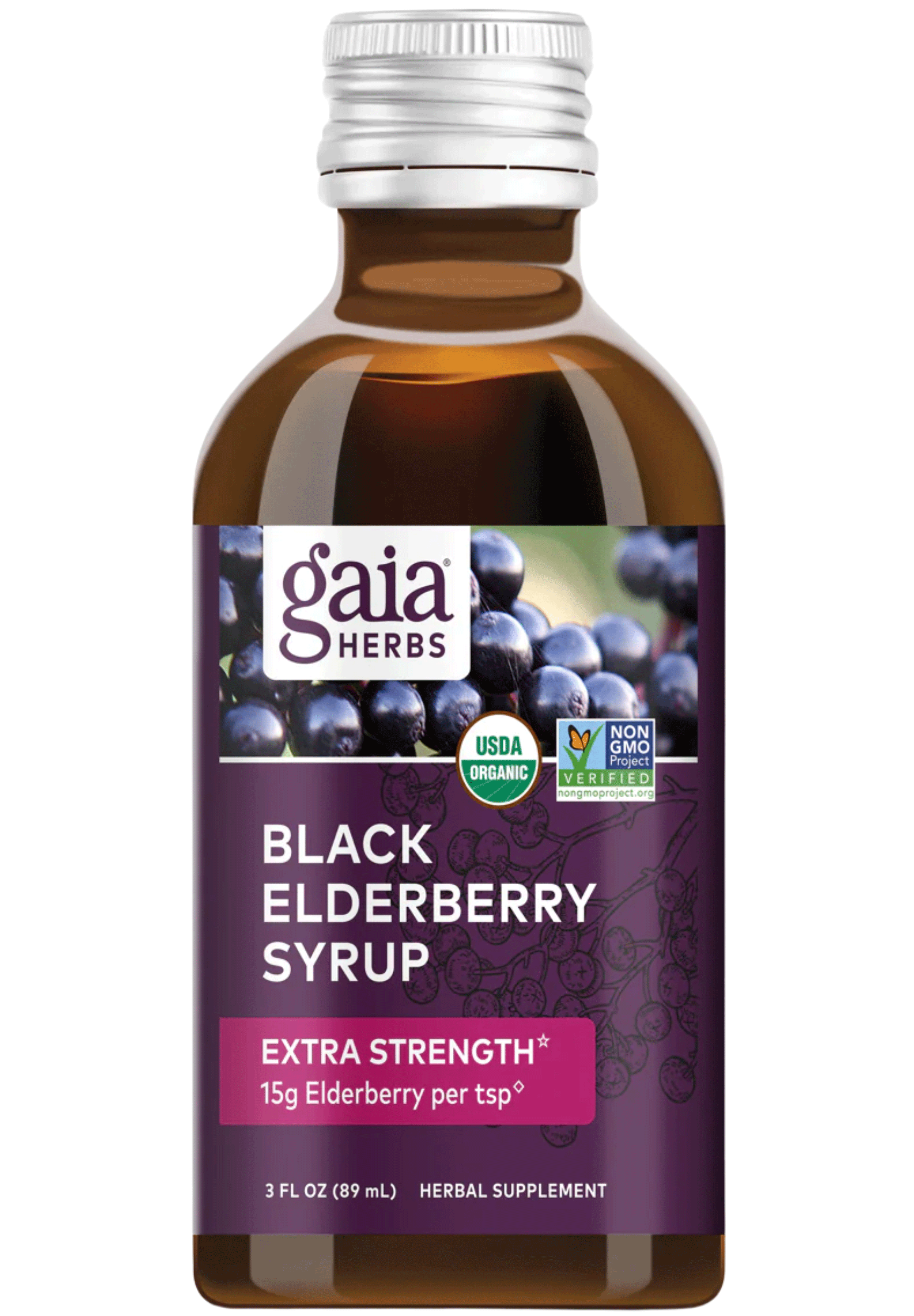 Gaia Herbs Black Elderberry Syrup Extra Strength