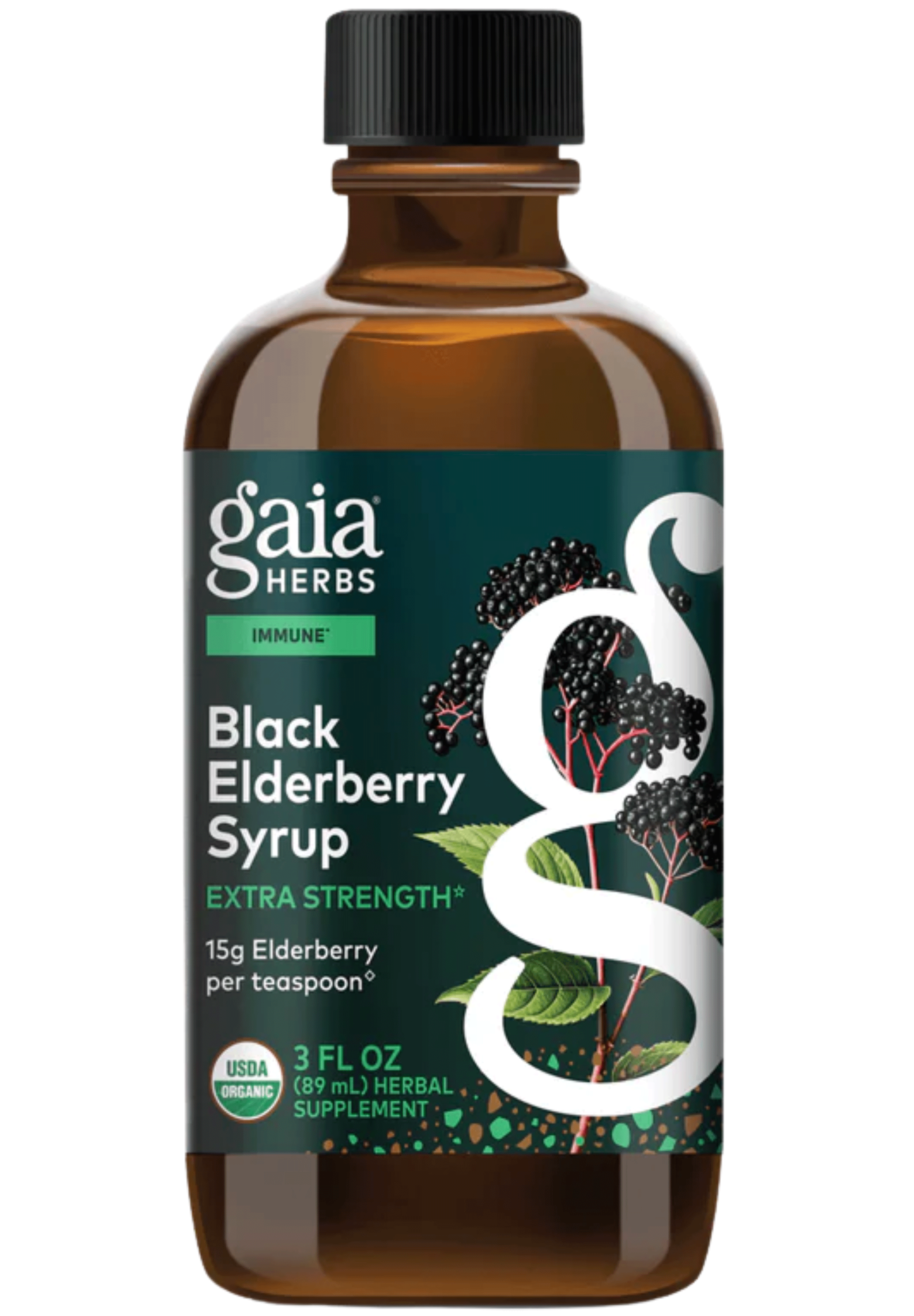 Gaia Herbs Black Elderberry Syrup Extra Strength
