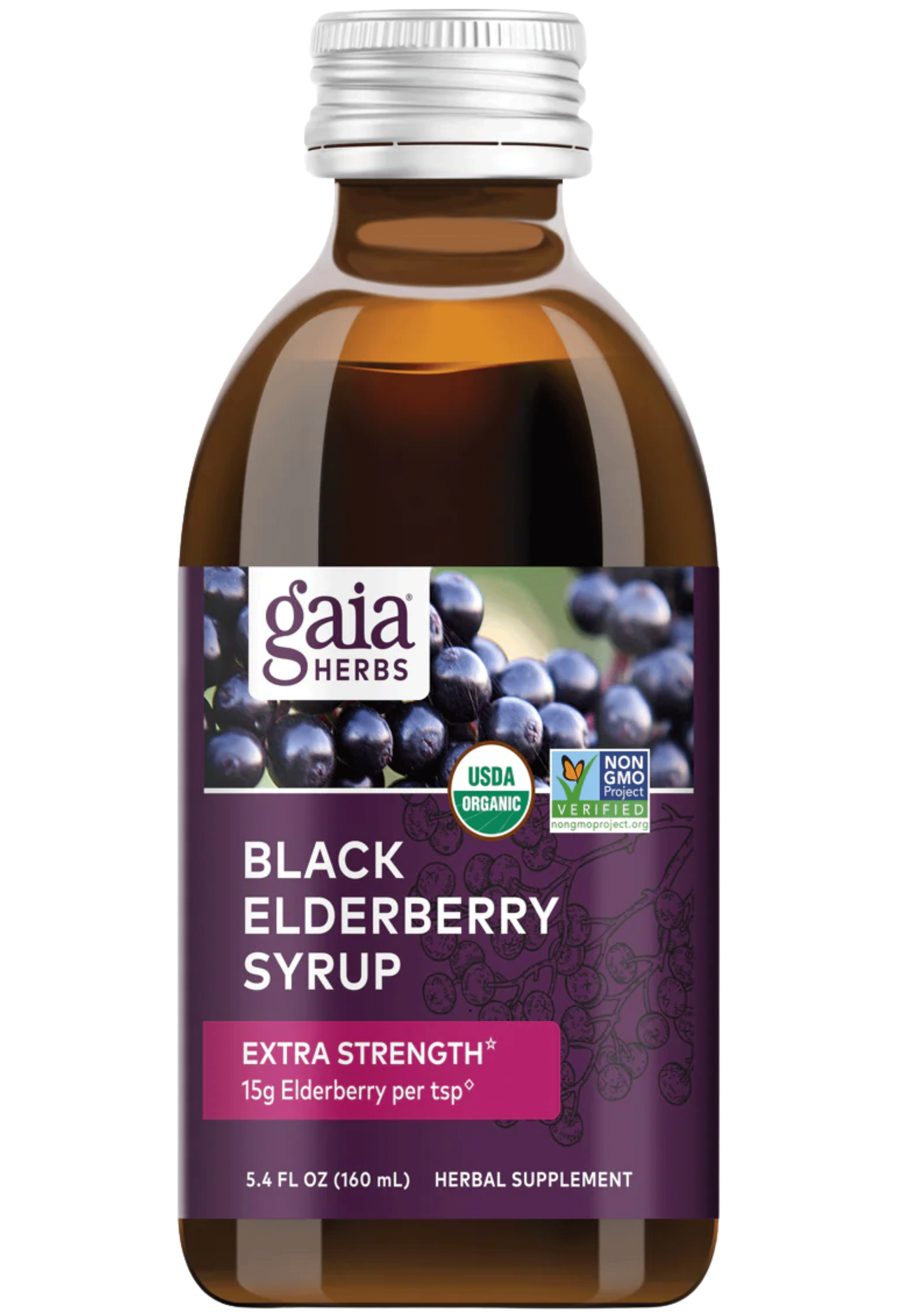 Gaia Herbs Black Elderberry Syrup Extra Strength