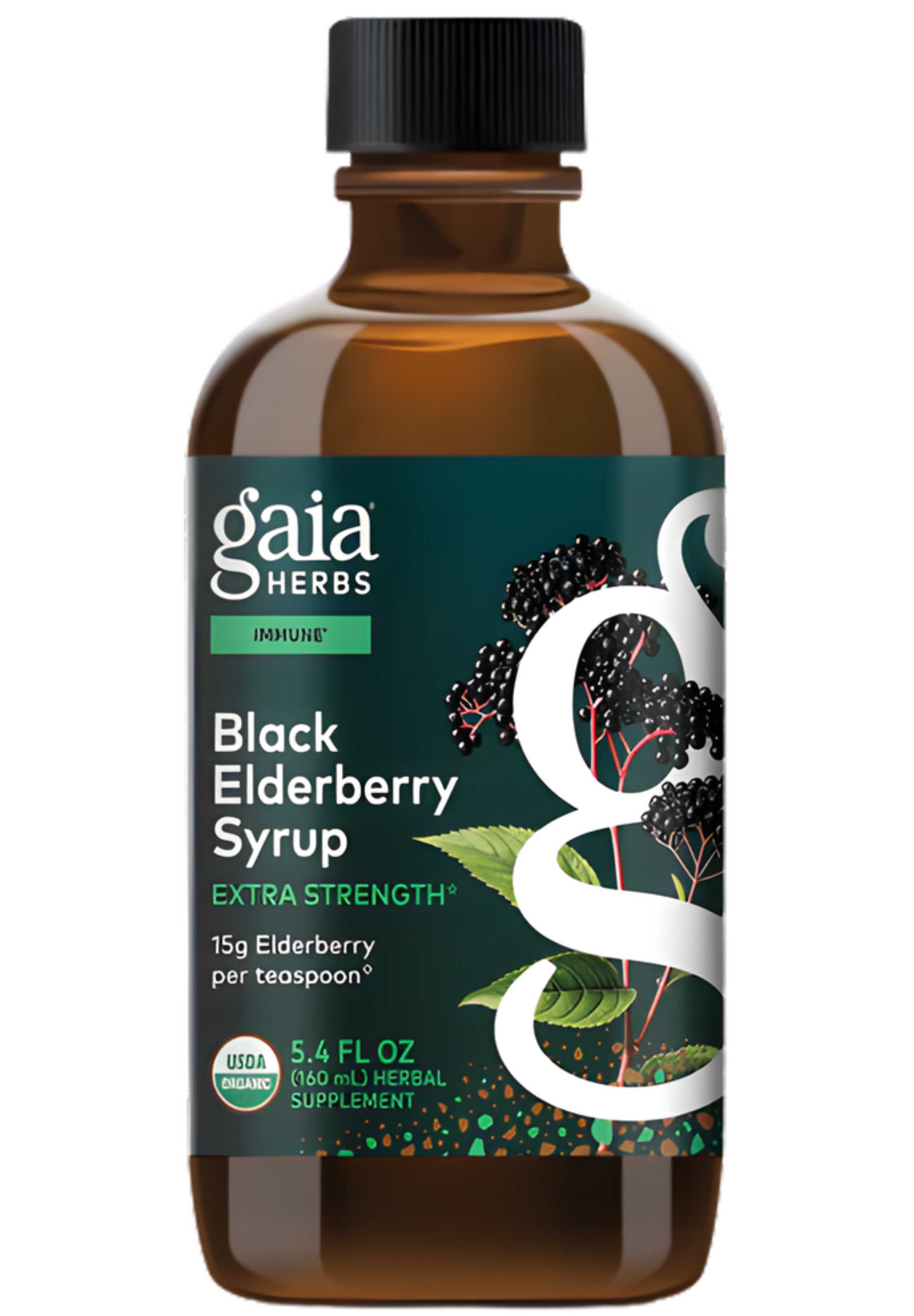 Gaia Herbs Black Elderberry Syrup Extra Strength