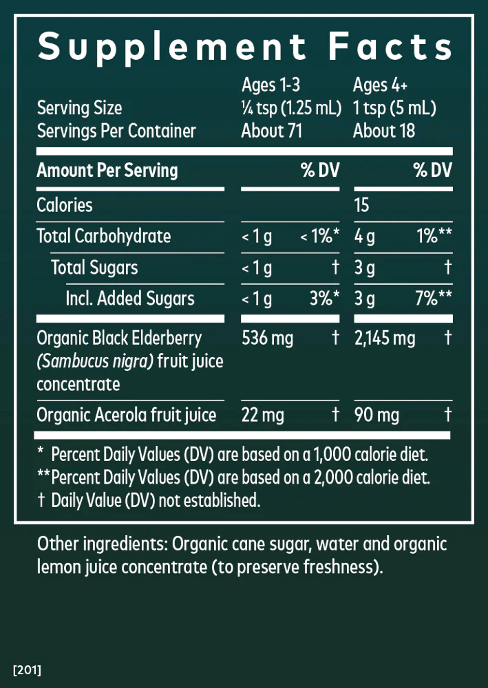 Gaia Herbs Black Elderberry Syrup Extra Strength Ingredients