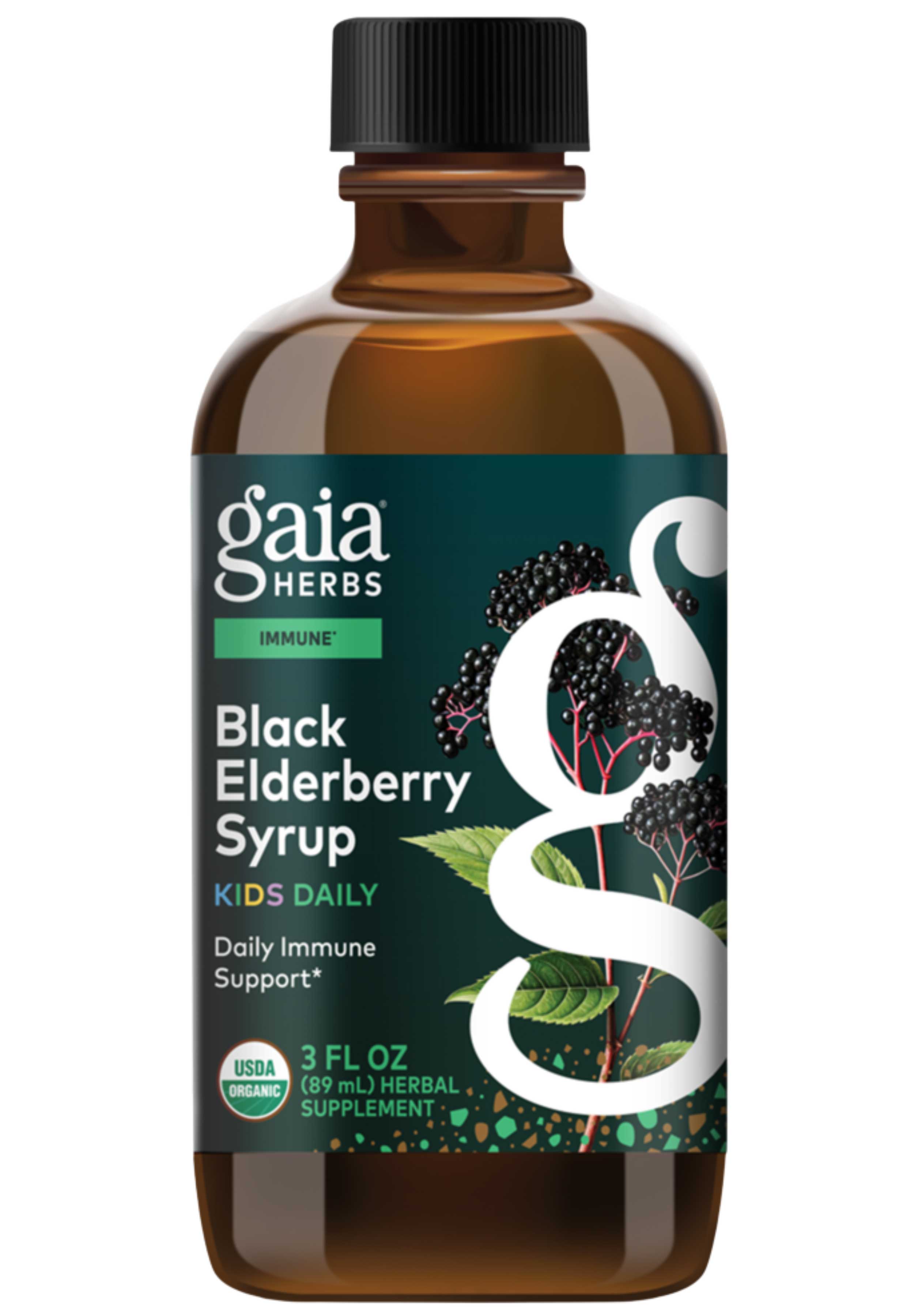 Gaia Herbs Black Elderberry Syrup Kids Daily