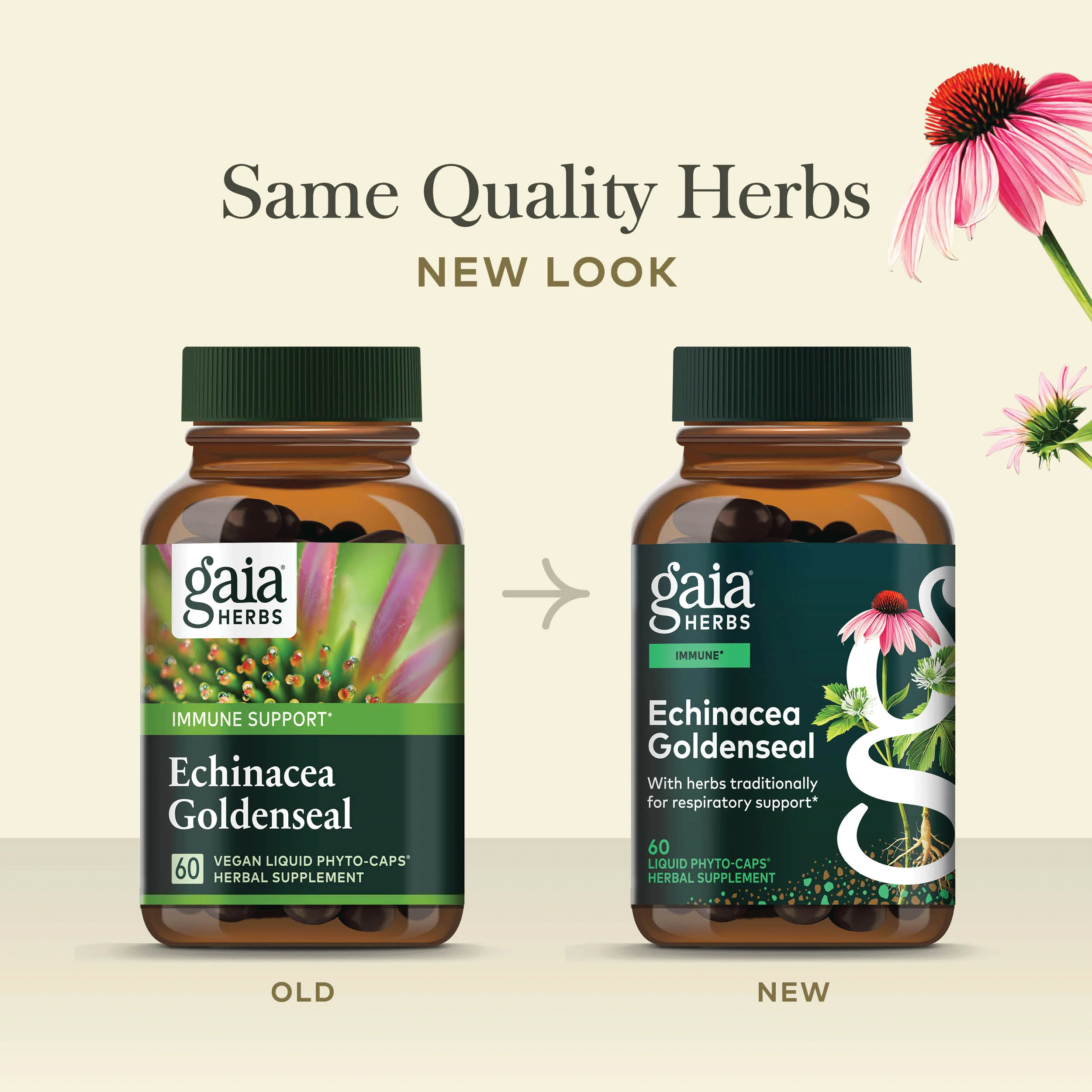 Gaia Herbs Echinacea Goldenseal Capsules New Look