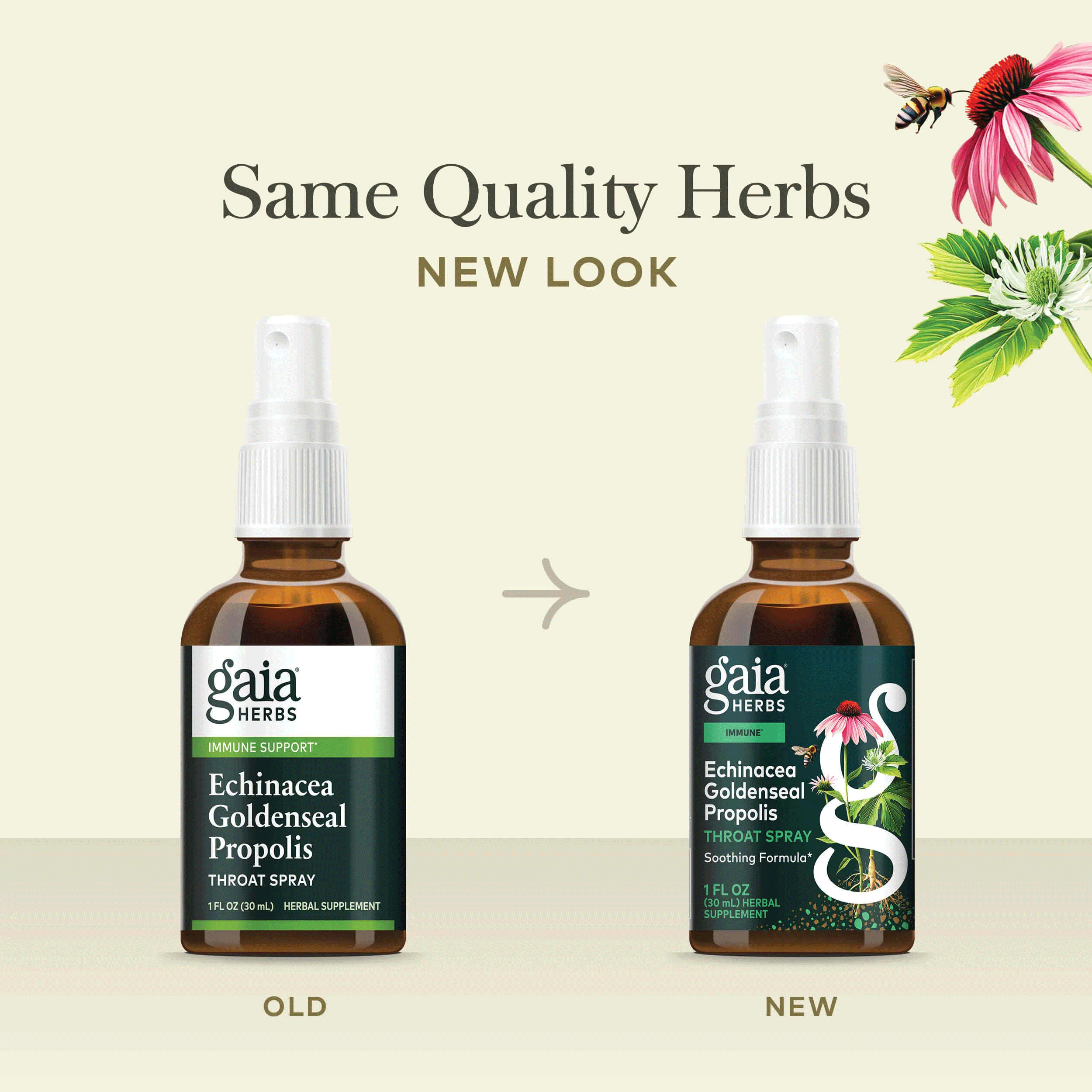 Gaia Herbs Echinacea Goldenseal Propolis Throat Spray New Look
