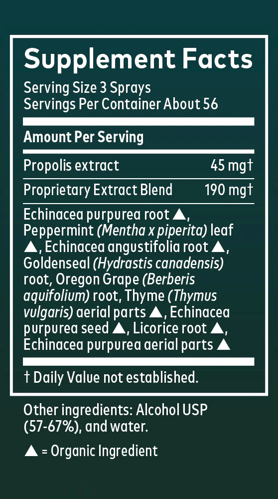 Gaia Herbs Echinacea Goldenseal Propolis Throat Spray Ingredients