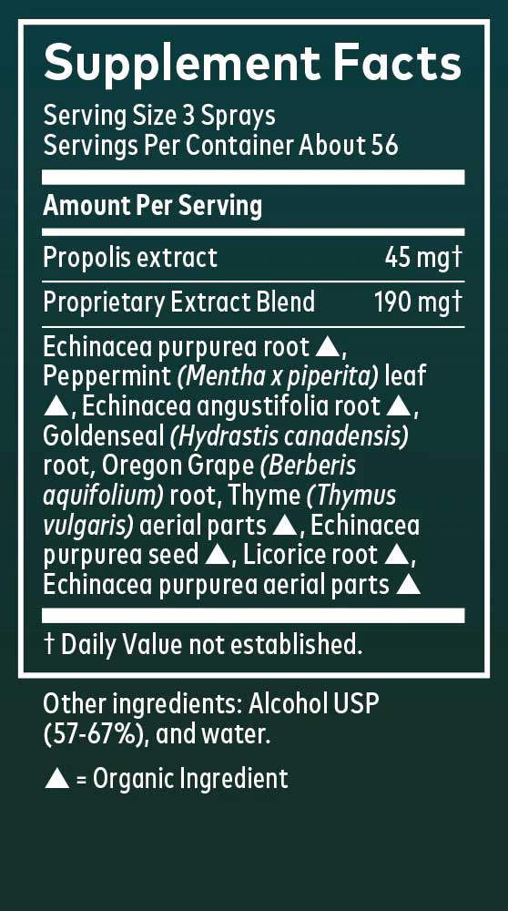 Gaia Herbs Echinacea Goldenseal Propolis Throat Spray Ingredients