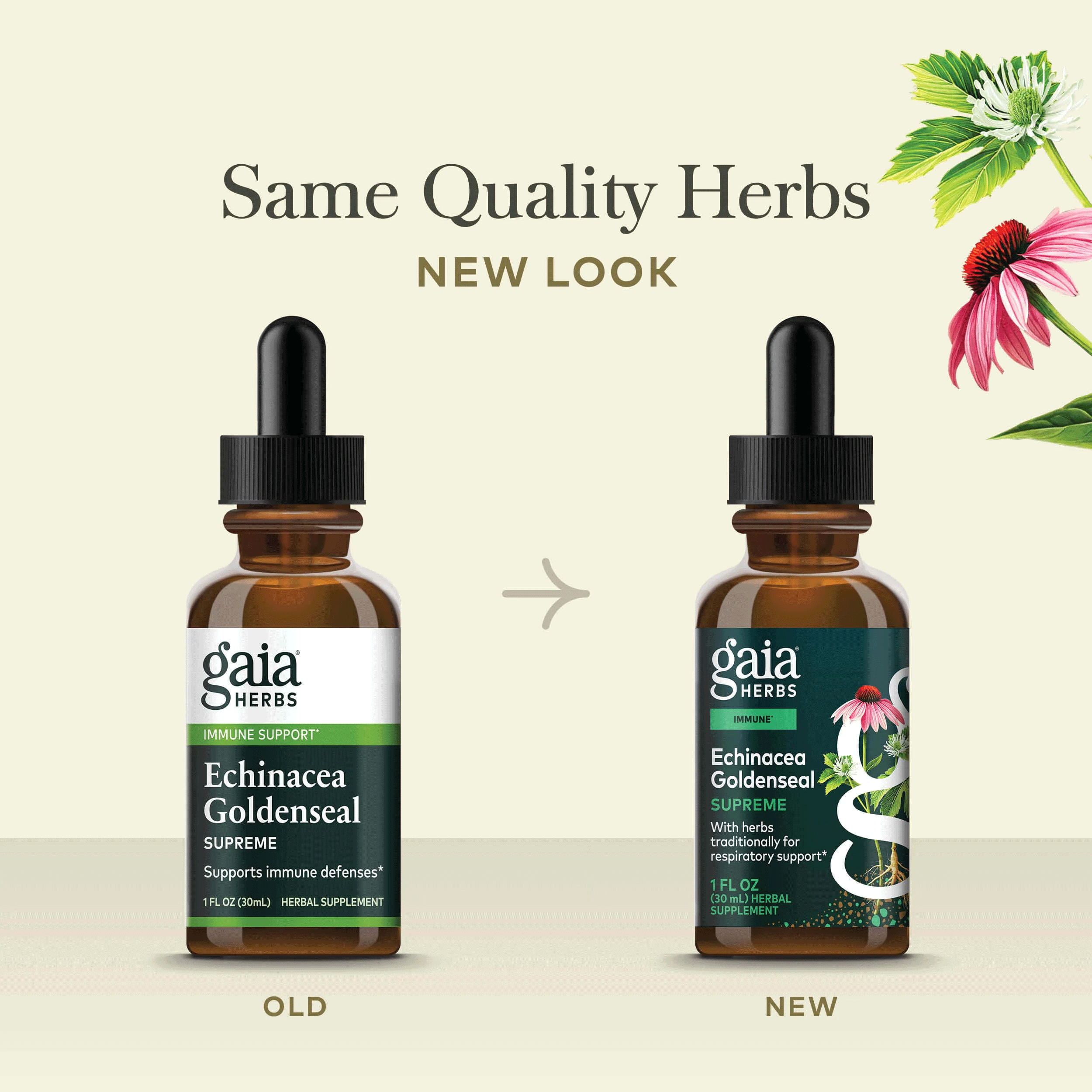 Gaia Herbs Echinacea Goldenseal Supreme New Look