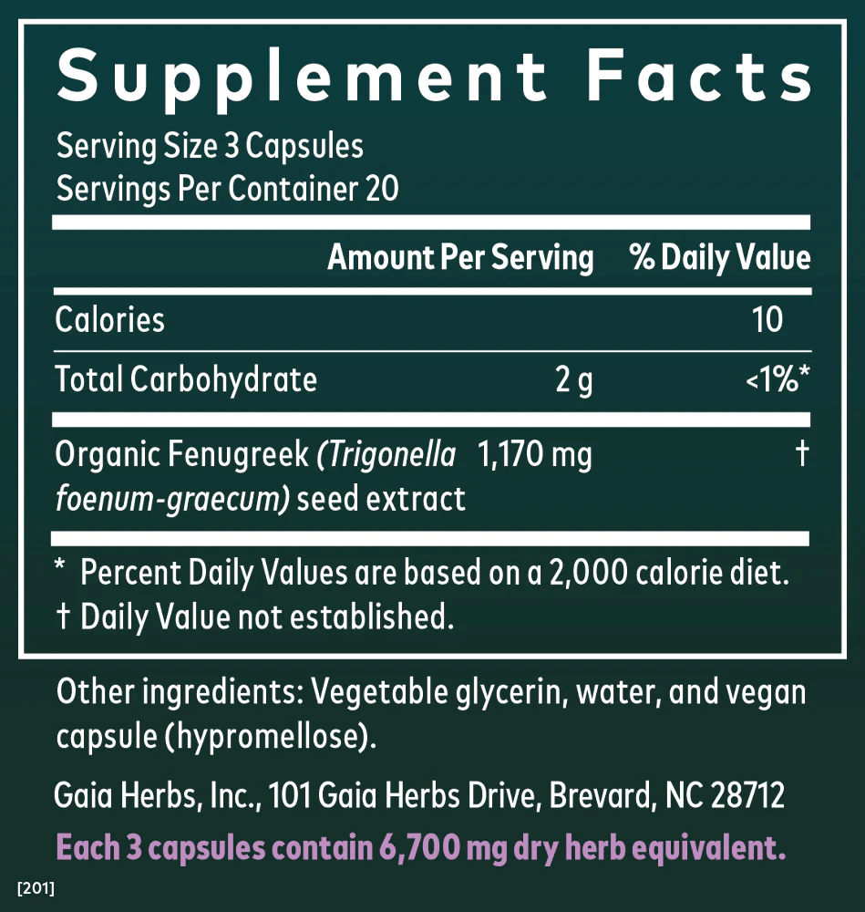 Gaia Herbs Fenugreek Seed Capsules Ingredients