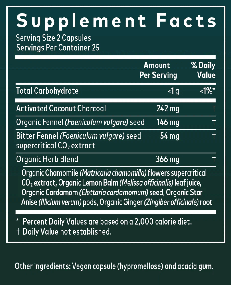 Gaia Herbs Gas and Bloating Capsules Ingredients