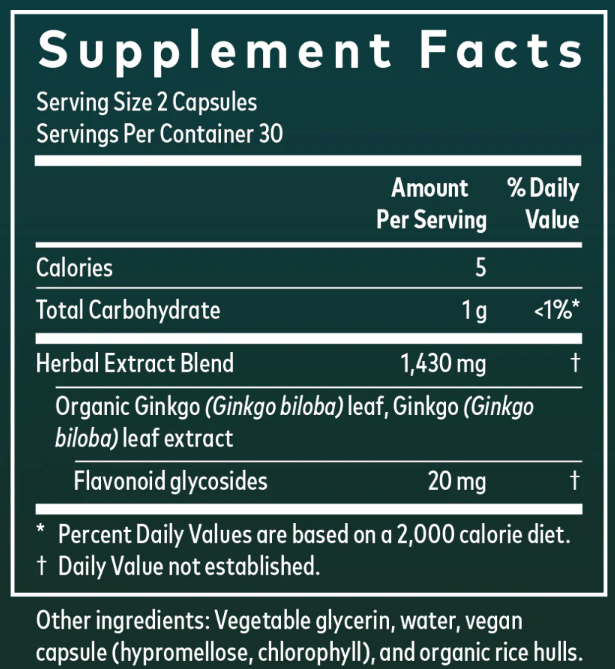 Gaia Herbs Ginkgo Leaf Capsules Ingredients