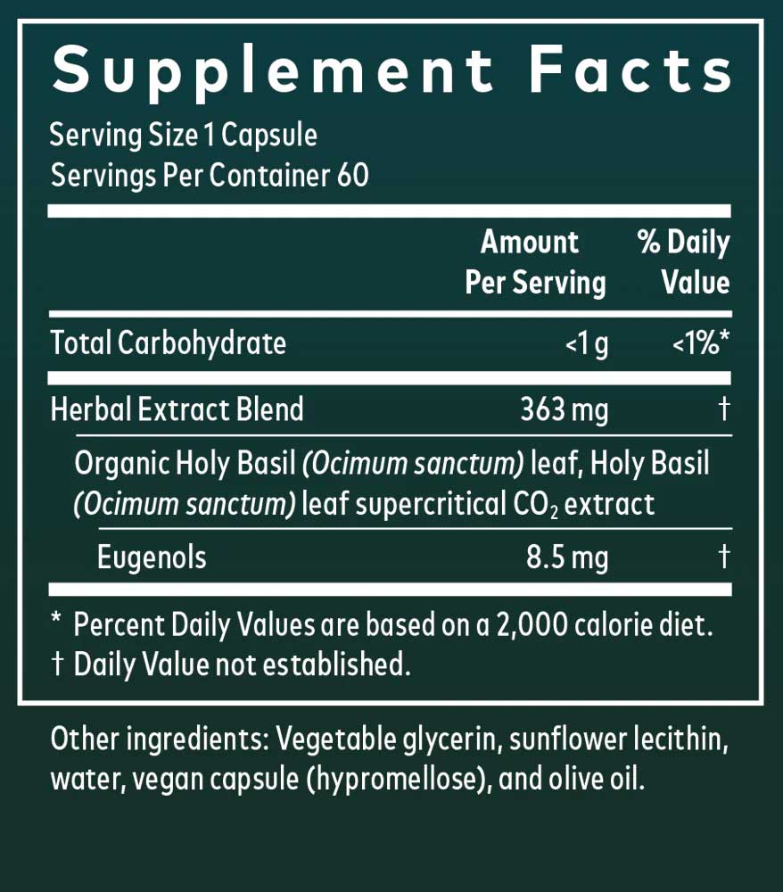 Gaia Herbs Holy Basil Leaf Capsules Ingredients