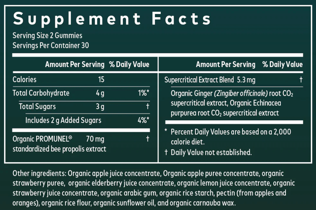 Gaia Herbs Immune Rapid Defense Gummies - Warm Ginger Ingredients