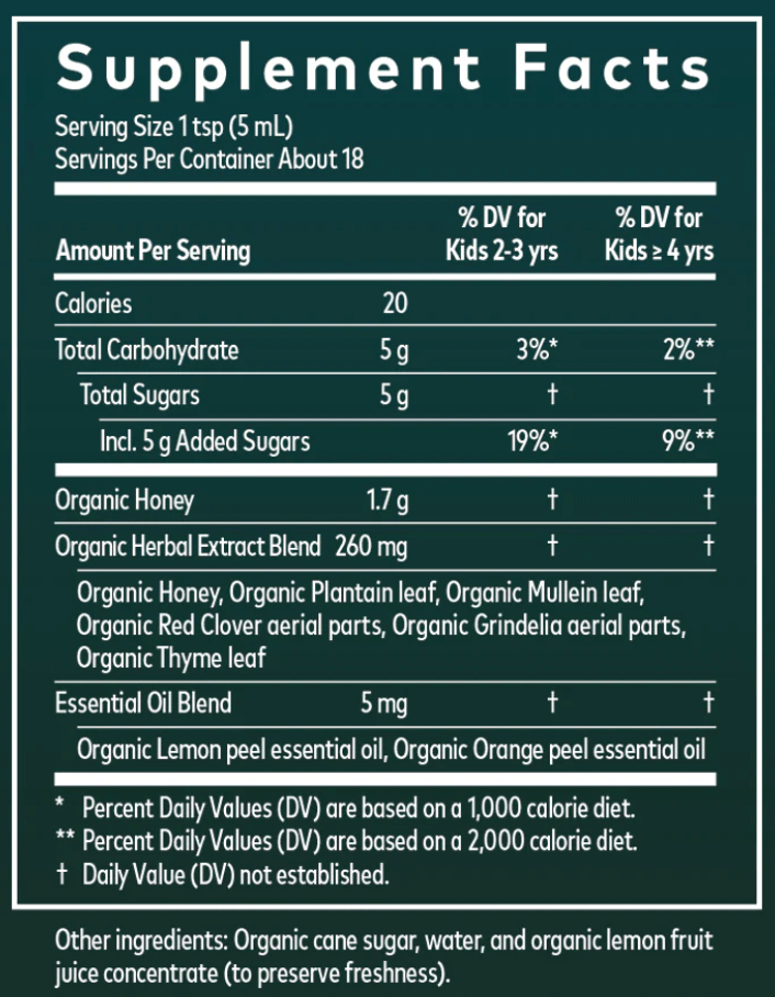 Gaia Herbs Kids Bronchial Wellness Syrup Ingredients