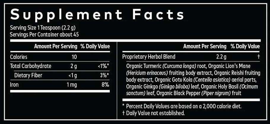 Gaia Herbs Lion's Mane & Turmeric Powder Ingredients