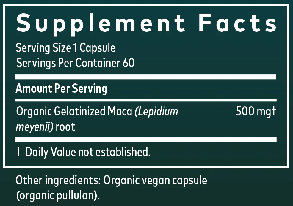 Gaia Herbs Maca Root Ingredients