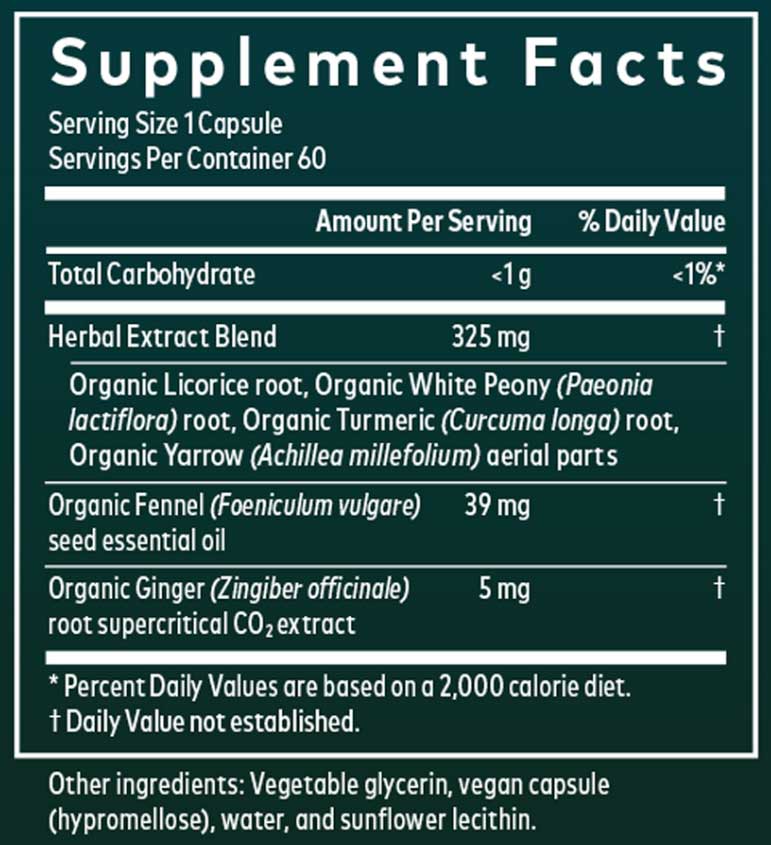 Gaia Herbs Period Cramp Support Ingredients