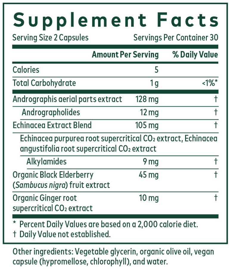Gaia Herbs Professional Solutions Andrographis Activator Ingredients
