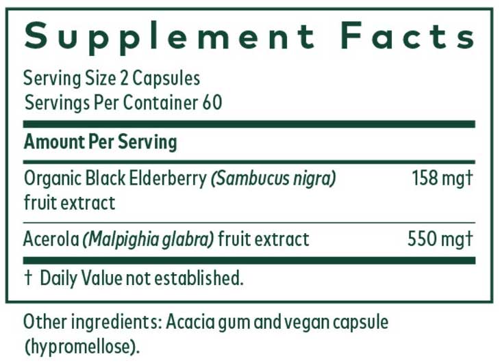 Gaia Herbs Professional Solutions Black Elderberry PRO Ingredients