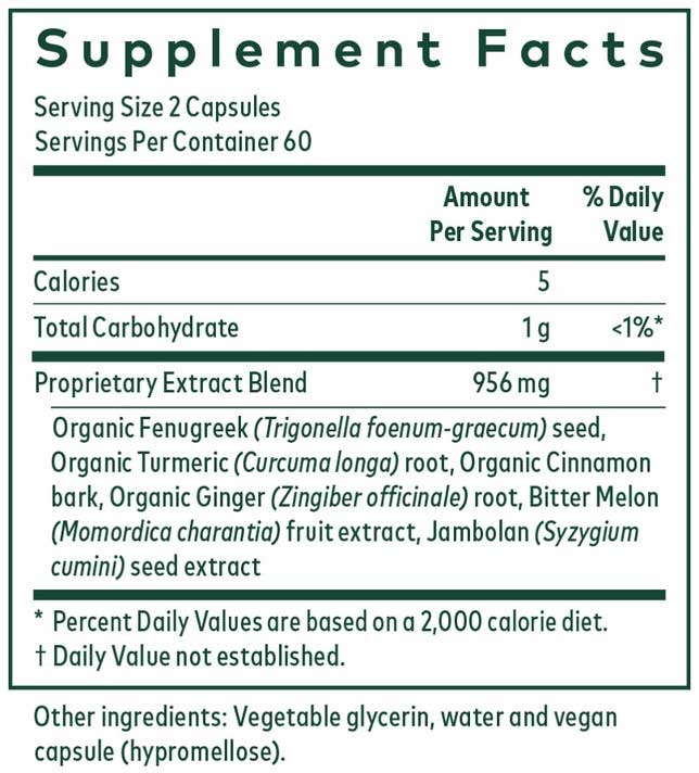 Gaia Herbs Professional Solutions Glycemic Formula Ingredients