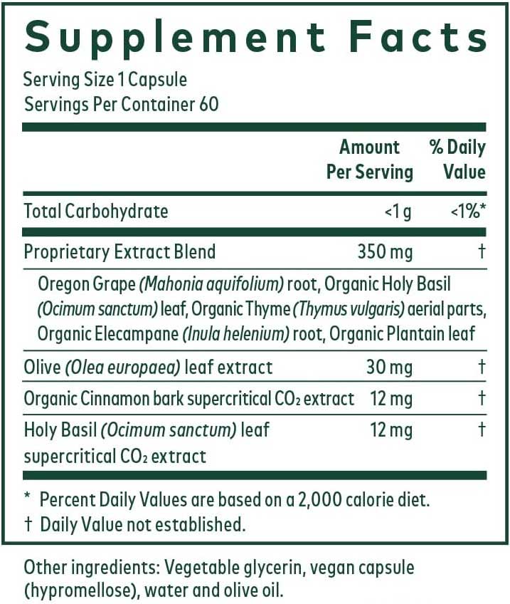 Gaia Herbs Professional Solutions Intestinal Fungal Balance Ingredients