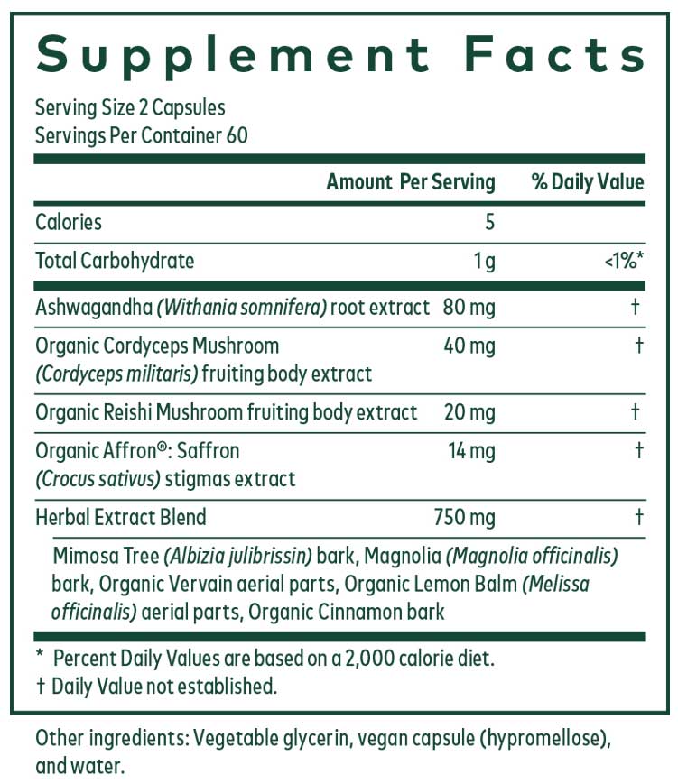 Gaia Herbs Professional Solutions Nighttime HPA Ingredients