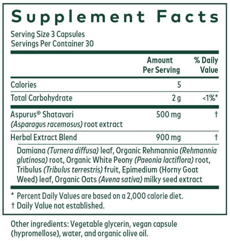 Gaia Herbs Professional Solutions Shatavari Complex Ingredients