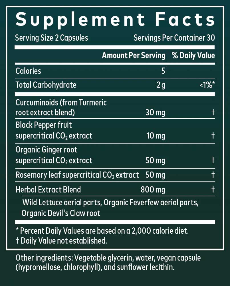 Gaia Herbs Turmeric Supreme Ache Ingredients