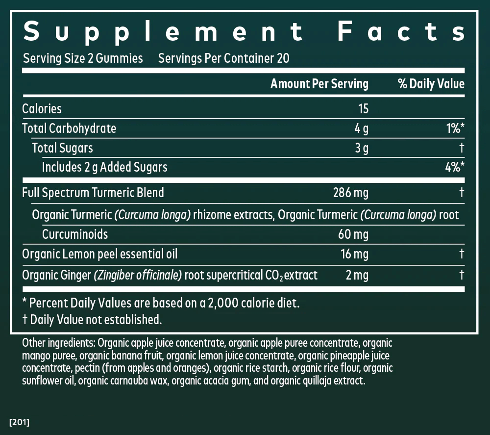 Gaia Herbs Turmeric Supreme Gummies Adult Daily Ingredients