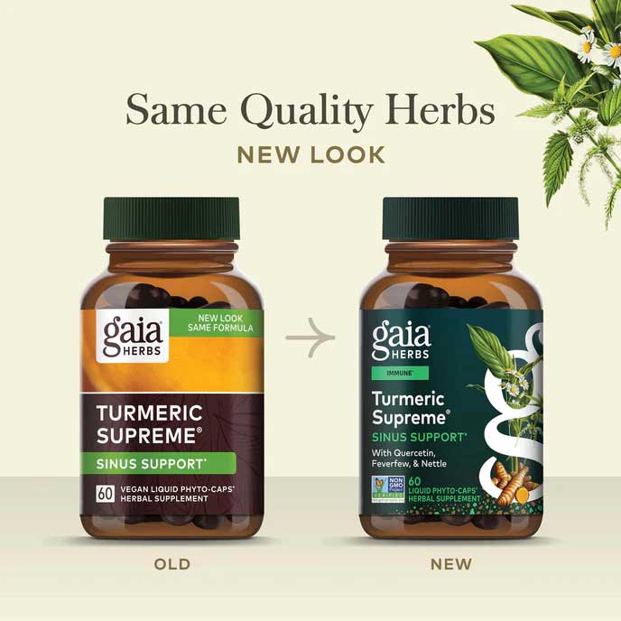 Gaia Herbs Turmeric Supreme Sinus Support New Look