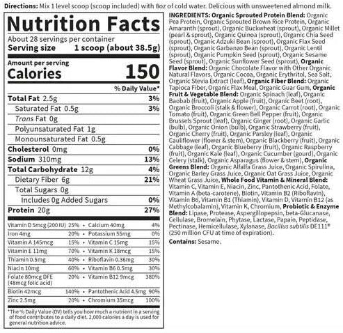 Garden of Life Raw Organic Meal Chocolate Cacao Powder Ingredients