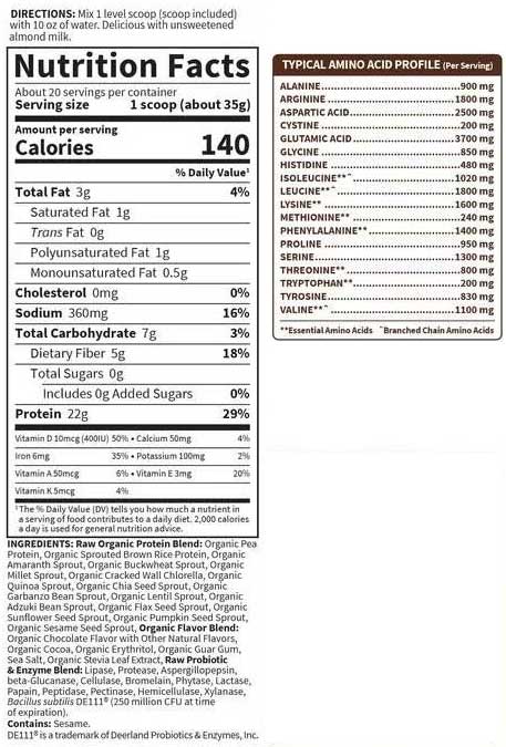 Garden of Life Raw Organic Protein Ingredients