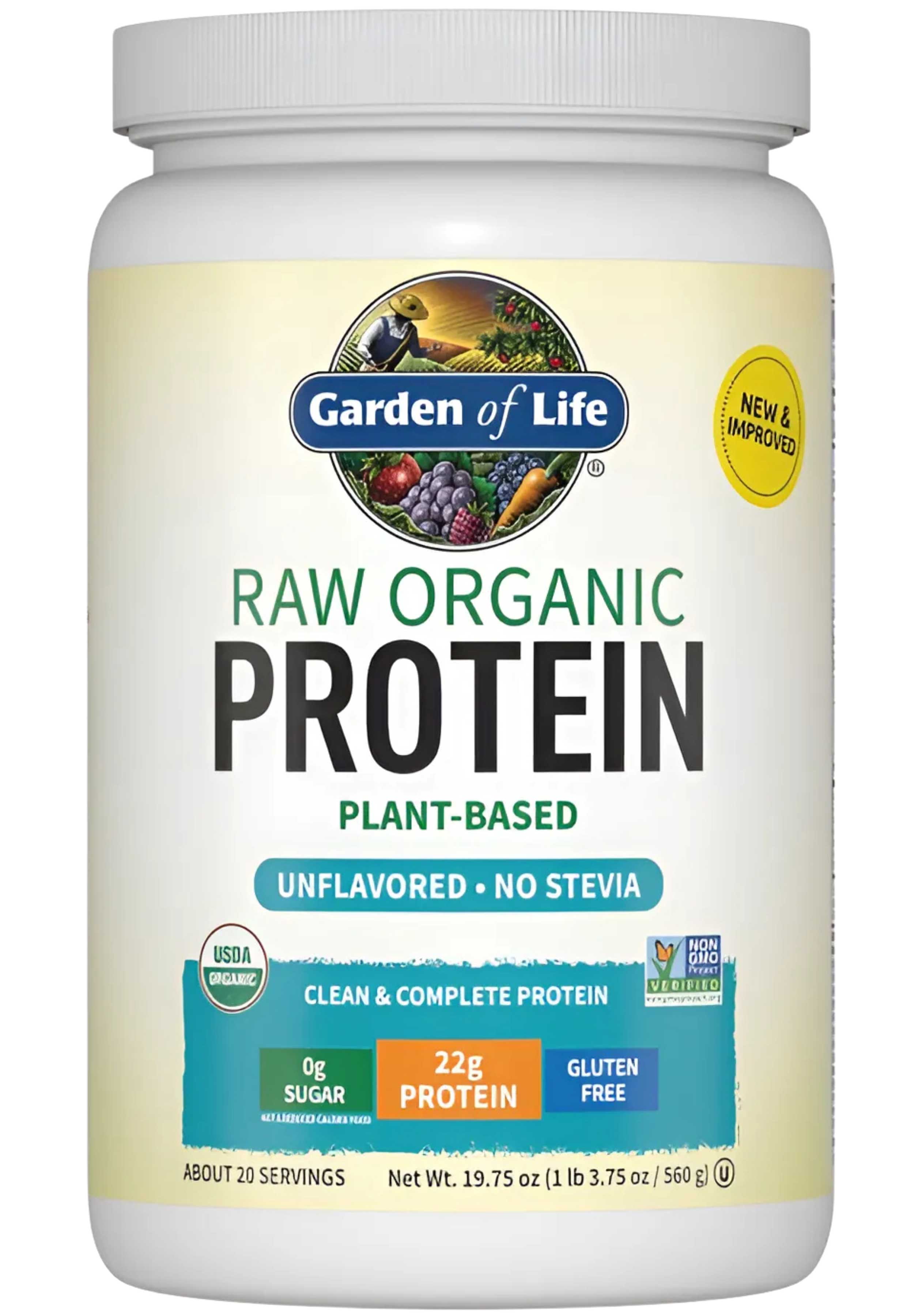 Garden of Life Raw Organic Protein Unflavored, No Stevia