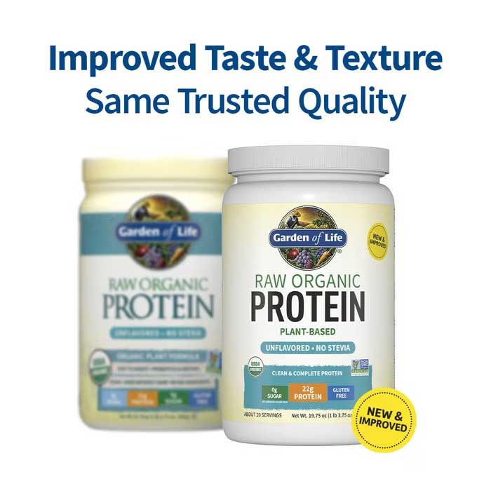 Garden of Life Raw Organic Protein Unflavored, No Stevia New Look