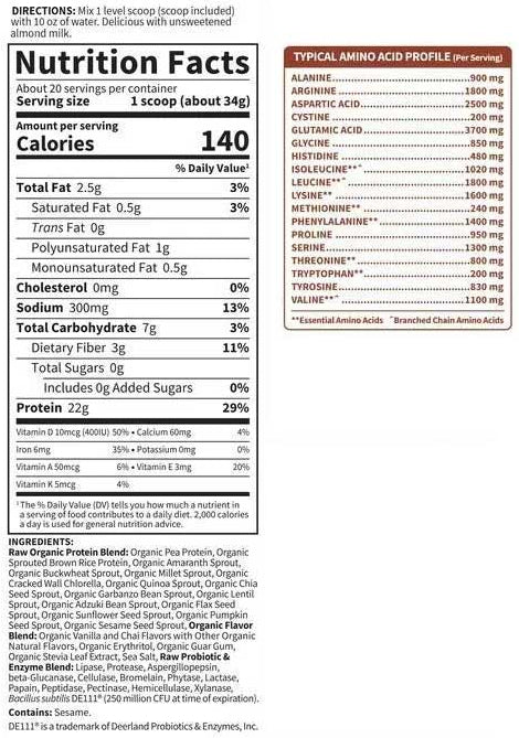 Garden of Life Raw Organic Protein Ingredients