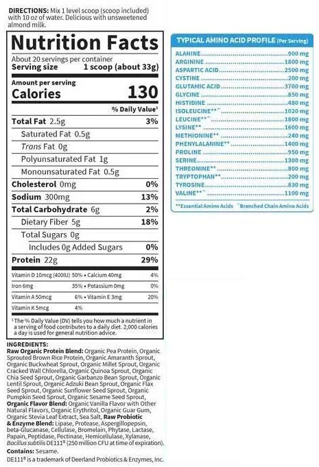 Garden of Life Raw Organic Protein Ingredients