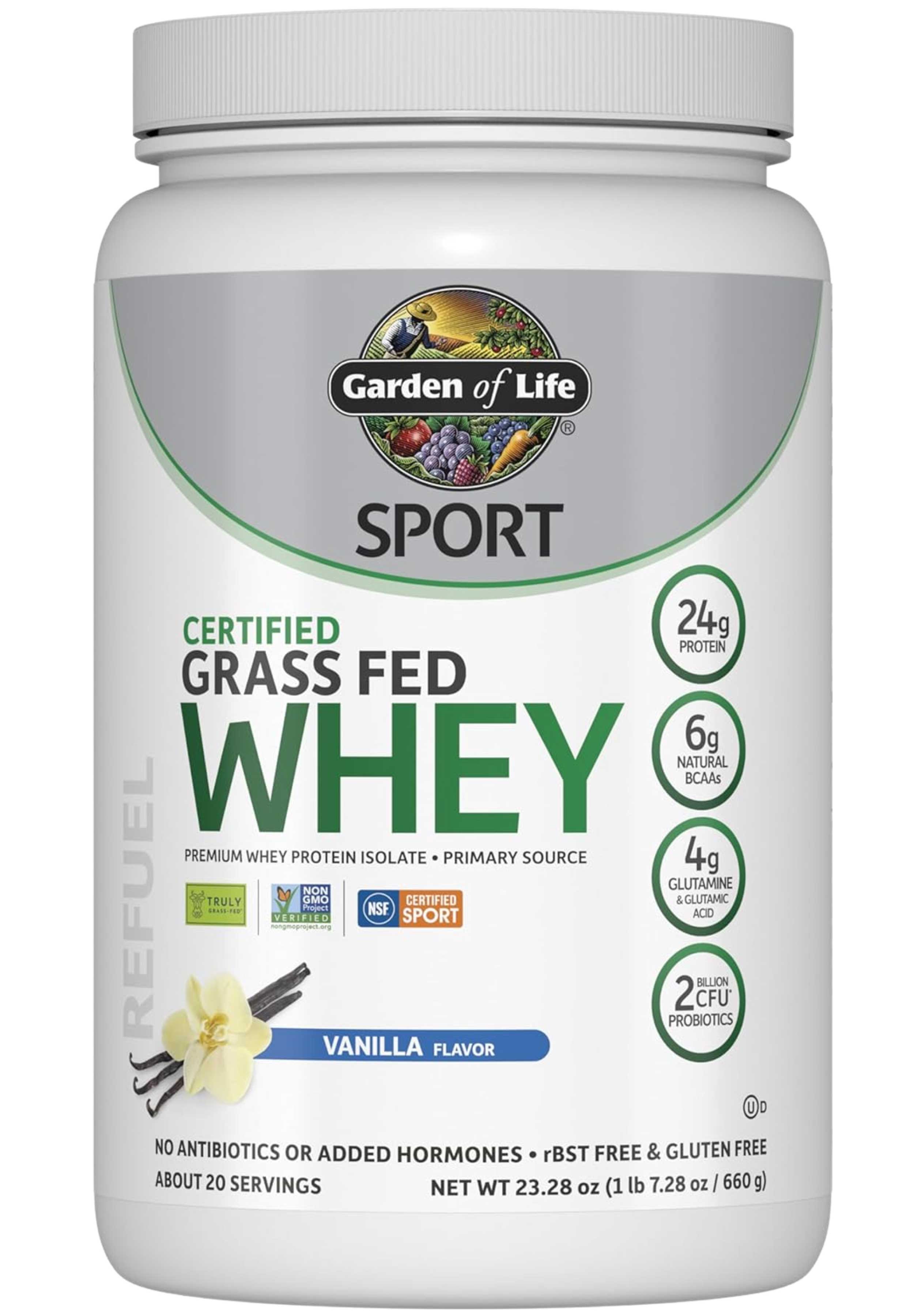 Garden of Life SPORT Certified Grass Fed Whey Protein Powder