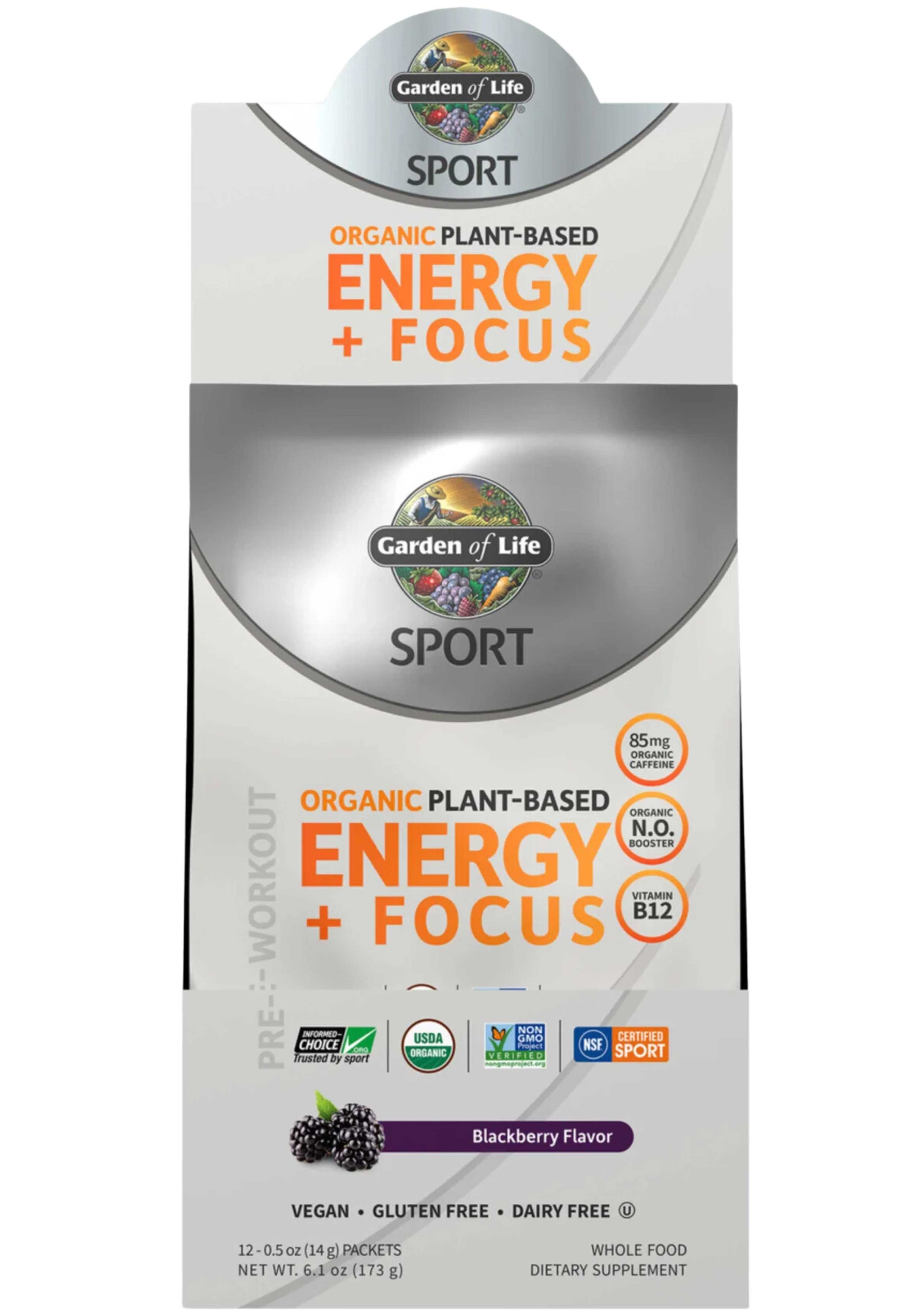 Garden of Life SPORT Organic Plant-Based Energy + Focus Blackberry
