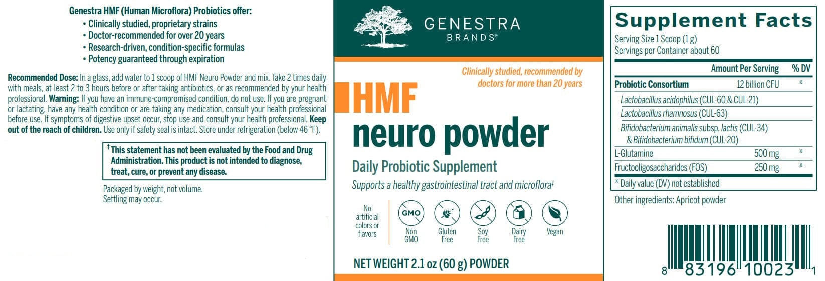 Genestra Brands HMF Neuro Powder Label
