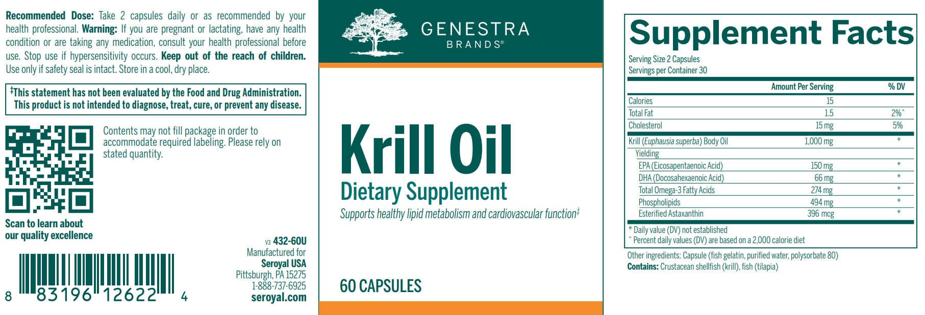 Genestra Brands Krill Oil Label