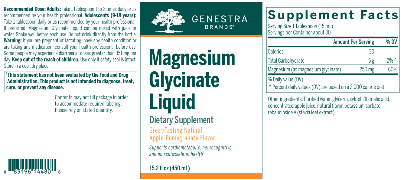 Genestra Brands Magnesium Glycinate Liquid Label