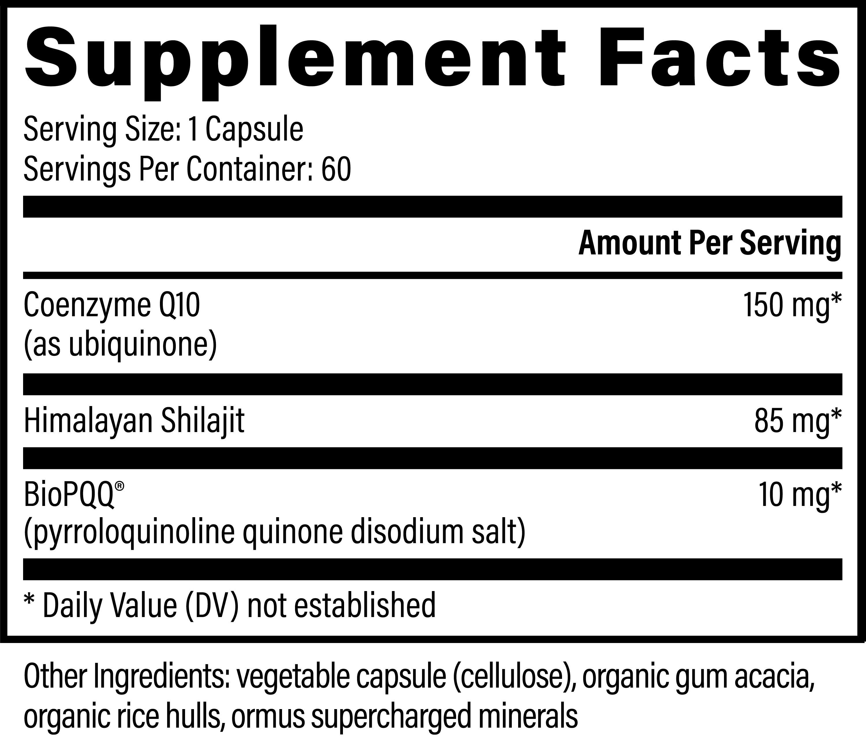 Global Healing CoQ10 & BioPQQ Ingredients