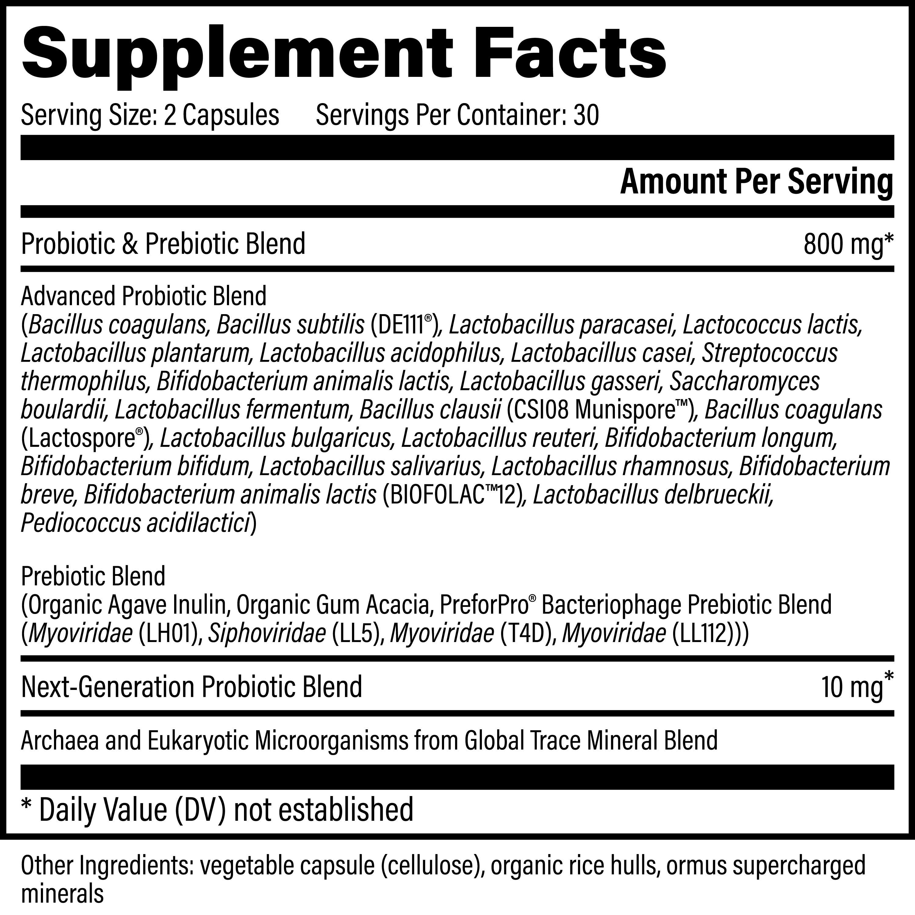 Global Healing Ultimate Probiotic Ingredients