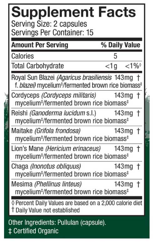 Host Defense Stamets 7 Capsules Ingredients