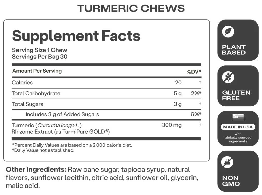 HumanN Turmeric Chews Ingredients