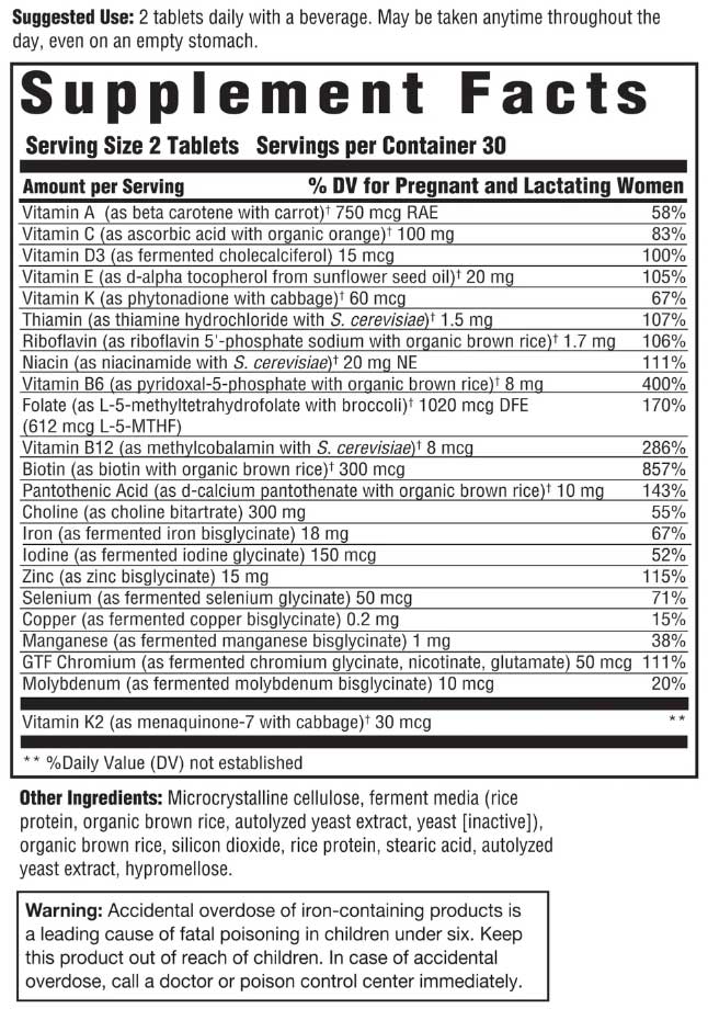 Innate Response Formulas Baby & Me Multivitamin Ingredients