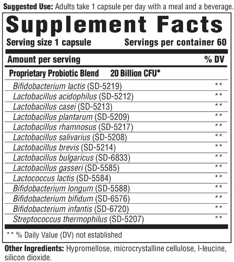 Innate Response Formulas Flora 20-14 Ultra Strength Ingredients