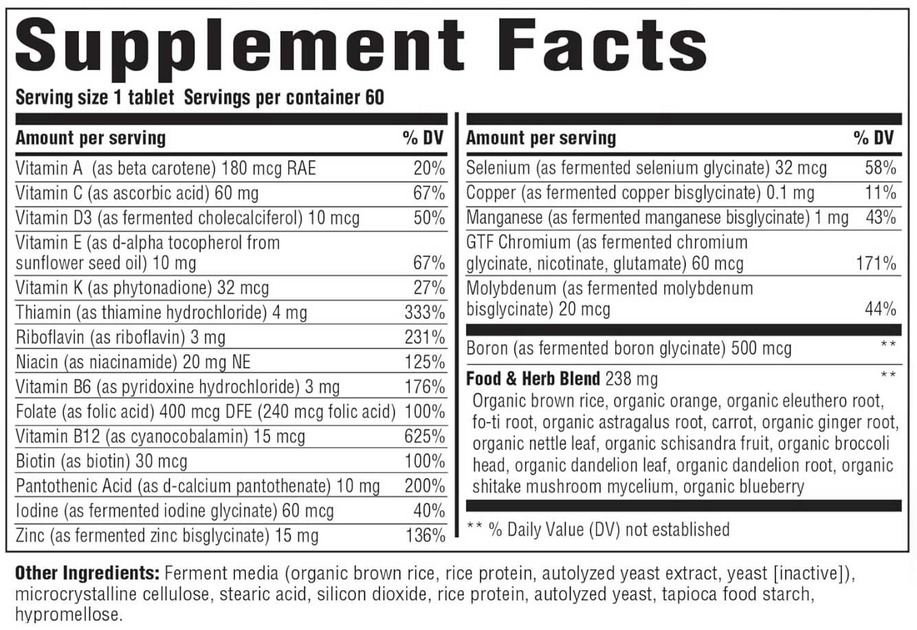 Innate Response Formulas Men's One Daily Iron Free Ingredients