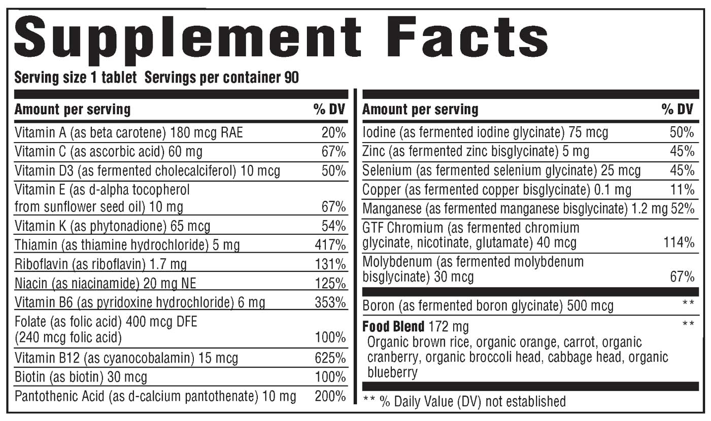 Innate Response Formulas One Daily Iron Free Multivitamin Ingredients